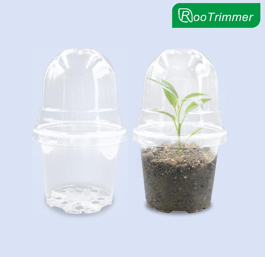 Transparent Nursery Pots 4Inch with Humidity Domes for Seeds Starting, Clear Plastic Plant Pots with Drainage Holes (4Inch, 30Pcs,Clear Pots with Lids)