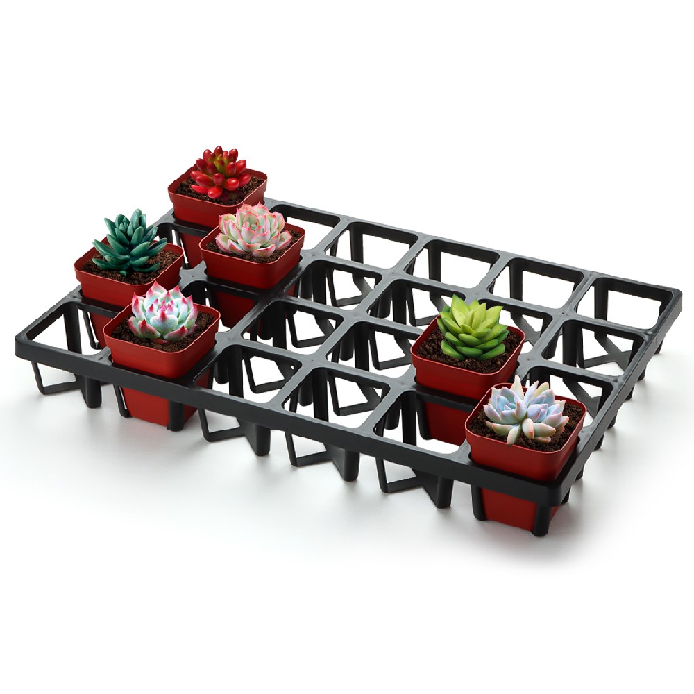 Square Nursery Pot Tray with 24 Cells, 5 Pack Plant Trays for Pots, Flower Pot Moving Tray, Plastic Planting Tray for Carrying Small Plant Pots(120 Cells in Total)